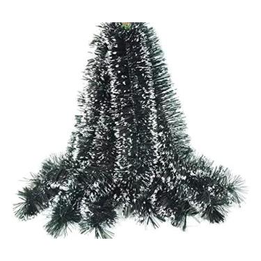 Imagem de Kit 35 Festão Grosso Verde Nevado 2m X 15cm Decoração Natal -70m