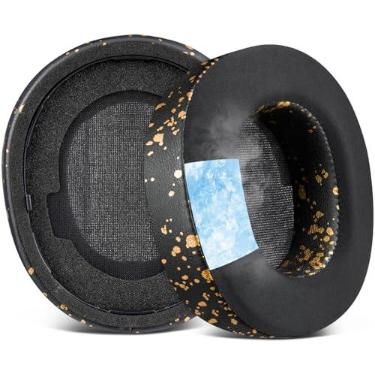 Imagem de SOULWIT Almofadas Auriculares para Steelseries Arctis Nova Pro Fones de Ouvido Sem Fio, Com Espuma de Isolamento de Ruído de Alta Densidade, Espessura Adicional - Gel Refrescante Manchas Douradas