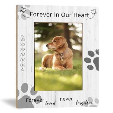 Imagem de WNAGT Moldura para fotos Forever In Our Heart Forever Loved Never Forgotten Pet Memorial, porta-retratos memorial para cães e gatos, presentes de simpatia memorial para perda de cachorro,