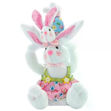 Imagem de Decoração De Páscoa Família De Coelhos Artesanal 35cm