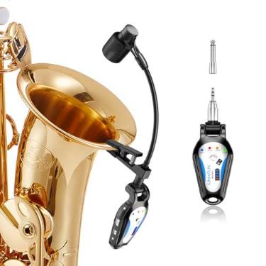 Imagem de KIMAFUN Microfone de Saxofone Sem Fio 2,4G, Transmissor e Receptor, Ouro, G120