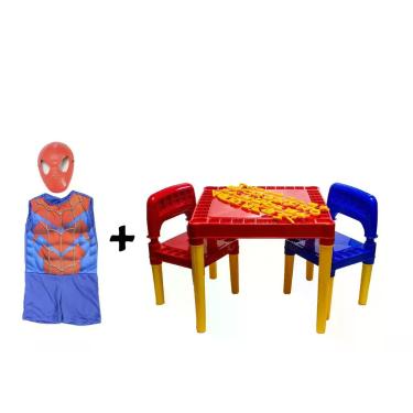 Imagem de Roupa Herói Aranha Com Máscara Mais Mesinha Meio Menina - Tritec e Mas