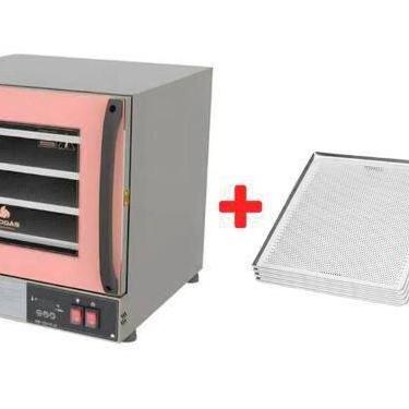 Imagem de Kit - Forno Turbo Elétrico Fast Oven PRP-004 Plus 127V Rosa + 4 Assade