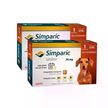 Imagem de Kit 2 Simparic 20mg para Cães de 5,1 a 10kg com 1 Comprimido Mastigáve
