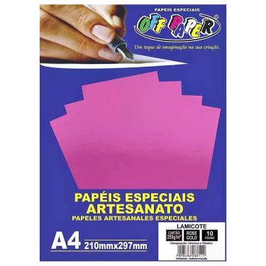 Imagem de Papel Lamicote A4 250g Laminado Off Paper com 10 Folhas -, Rose Gold