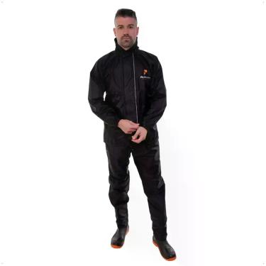 Imagem de Conjunto Capa de Chuva Masculino Tamanho GG Capuz Preto Impermeável Mo