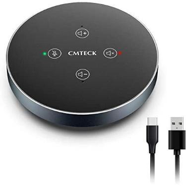 Imagem de Viva-voz USB, combo de microfone de alto-falante CMTECK para chamadas de conferência em casa, microfone portátil de mesa com captação de voz de 360°, redução de ruído, função de mudo,