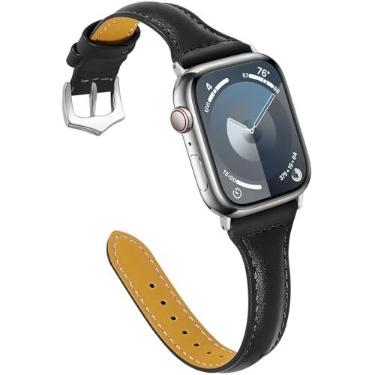 Imagem de OULUCCI Pulseira de Couro Compatível com Apple Watch 42mm, 44mm, 45mm, 49mm Ultra, para iWatch Series 8, 7, 6, SE, 5, 4, 3, 2, 1, Nike+, Edition, Hermes