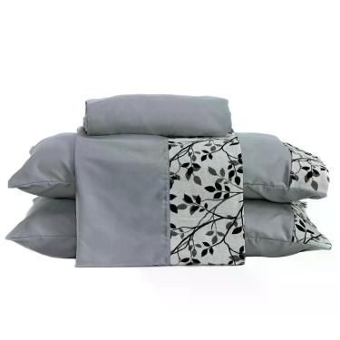 Imagem de Jogo De Cama Lençol Queen Firenze Jacquard Com Fronhas 04 Peças - Percal Soft 400 Fios Cor Cinza
