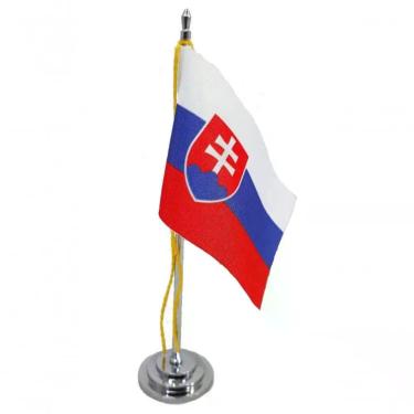 Imagem de Mini Bandeira De Mesa Da Eslováquia 15 Cm Poliéster