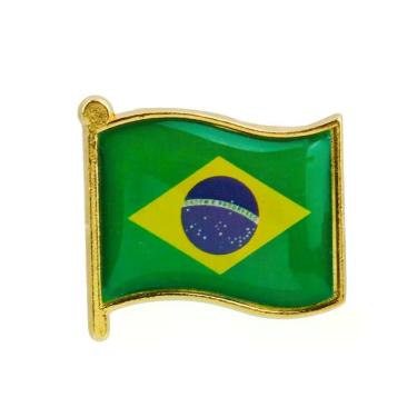 Imagem de Broche Pin Botton Bandeira Brasil Copa em Metal 2.5x2.5cm Verde Taimes