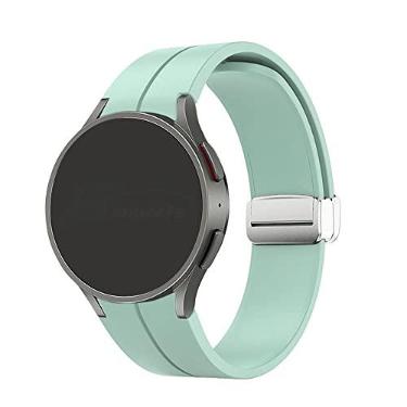 Imagem de Pulseira Silicone Fecho Magnetico Prata LTIMPORTS compatível com Galaxy Watch 7/6/6 Classic/5/5 Pro/4/4 Classic e Galaxy Watch FE (20mm) (Acquamarine)