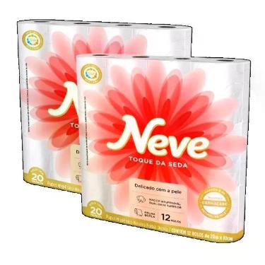 Imagem de Kit 2 papel higienico neve toque da seda neutro folha dupla 20m 12und