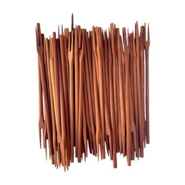 Imagem de Kit 6 Garfo para petisco 22cm de pau madeira maciça frios