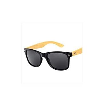 Imagem de Óculos De Sol Bambu Madeira Masculino Feminino Quadrado Polarizado Proteção UV400 Original W4175