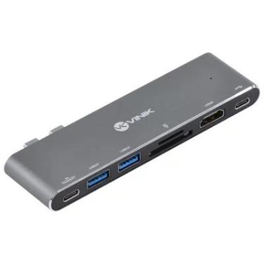 Imagem de HUB,  USB Tipo C, Type c 7 Em 2, 2 USB 3.0, Leitor de Cartão Sd Tf,  Hdmi, Thunderbolt 3,Power Delivery 100w Hc-72