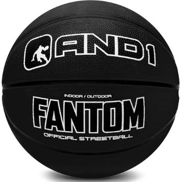 Imagem de AND1 Bola de basquete Fantom Rubber – Tamanho oficial, feita para jogos internos e externos – vendida vazia (bomba não incluída), preta, tamanho 14