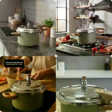 Imagem de Panela de Pressão Max Chef Wood Indução 4,2L Cozinhar Alimentos Rápido
