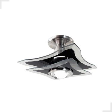 Imagem de Lustre Plafon Sobrepor Teto Preto 2 Vidros Camadas P LED Sala Cozinha 