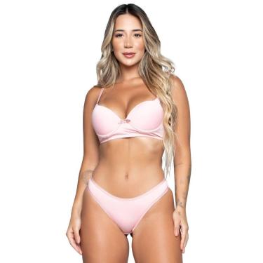 Imagem de Conjunto Lingerie Básico Calcinha e Sutiã Com Bojo - Bella Fiore Modas