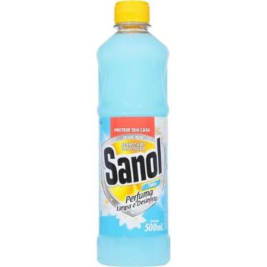 Imagem de Desinfetante Líquido para uso Geral, Talco, Sanol, 500 ml, Azul | Ação bactericida na limpeza rápida de pisos, azulejos, bancadas, ralos e lixeiras, deixando perfume fresco e duradouro