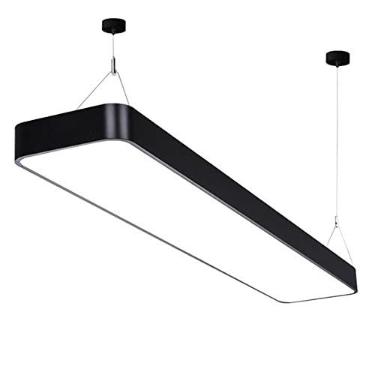 Imagem de Luminária pendente retangular moderna, lustre com altura ajustável, luminária pendente nórdica minimalista para mesa de bilhar, sala de jantar, escritório e academia