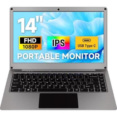 Imagem de ELECROW Monitor Portátil De 14" Com Teclado, Tela Ips Fhd 1080P Para Laptop, Bateria Integrada, Monitores Externos Usb-C Compatíveis Raspberry Pi, Telefone, Mini Pc, Mac, Console Jogos