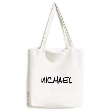 Imagem de Bolsa de compras casual de lona com nome inglês Michael