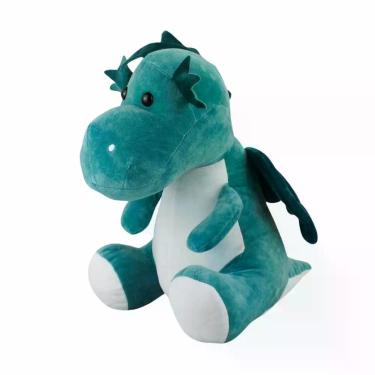 Imagem de Dragão Verde Aquático Sentado 34cm Pelúcia
