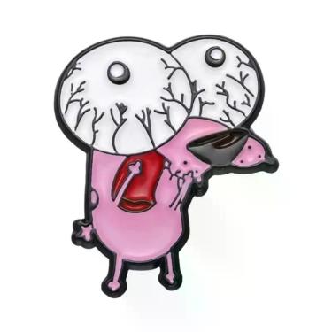 Imagem de Broches De Esmalte De Cachorro Rosa Fofo De Desenho Animado, Broches D