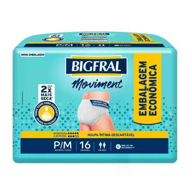 Imagem de Roupa Íntima Bigfral Moviment Unissex P/M 16 Unidades, 16 unidades, 16