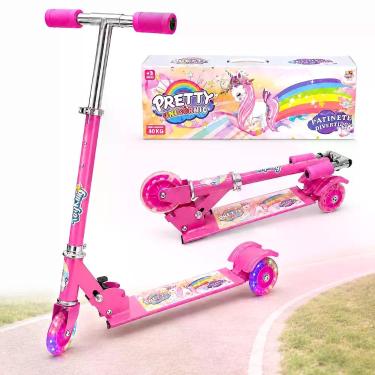 Imagem de Patinete Unicórnio Ajuste Altura 3 Rodas Luz Freio Até 35kg - Toy King
