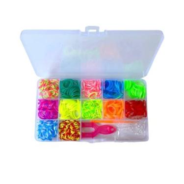 Imagem de Estojo com Elásticos Coloridos para Pulseiras – Kit de Artesanato Infantil com Acessórios para Fazer Pulseiras
