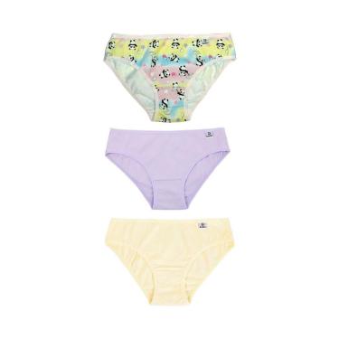 Imagem de Kit 3 Calcinha Delrio Infantil 51309 Unicornio/Lilas/Amar, G, Rosa pan