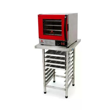 Imagem de Forno Turbo Elétrico Bancada Prógas PRP-004 56L 2000W Digital com Timer e Luz Interna Vermelho 220V + Mesa Inox + 4