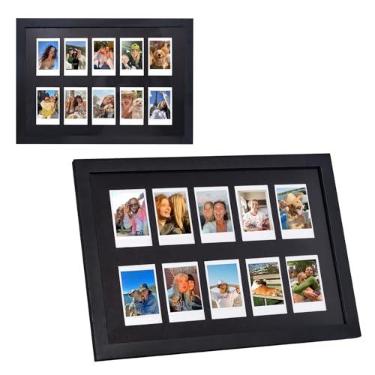 Imagem de WOGOZAN Mini porta-fotos para câmera instantânea Fuji Polaroid Instax Mini 12/11/41/99/EVO, moldura de madeira sólida comporta 5 x 8 cm, 10 fotos para exibição de parede e mesa (apenas uma) (preto