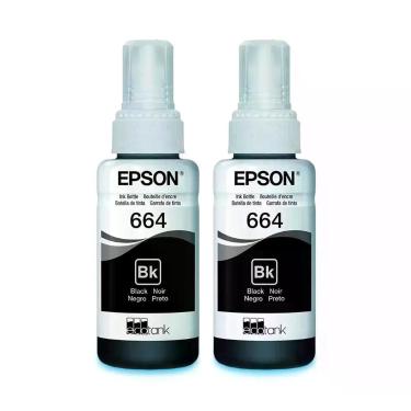 Imagem de Kit Tinta Epson Original T664 664 2 Pretos L395 L380 L375 L220 L455 - Refil