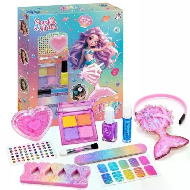 Imagem de Kit Maquiagem Infantil Com Tiara Maquiagem Infantil Sereia - Olar Home