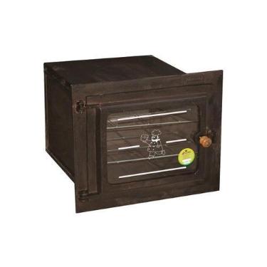 Imagem de Forno Ferro Fogão a Lenha Pequeno Porta de Vidro 50x35x30cm - UNICLÁUD