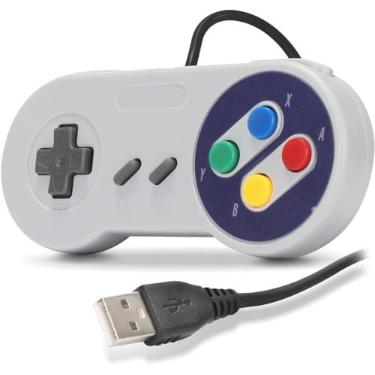 Imagem de Controle Usb Super Snes Para Computador Pc Mac Emulador - Botões Roxo