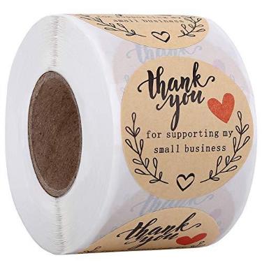 Imagem de Adesivos "Thank You for Supporting My Small Business", etiquetas Kraft Thank You para padarias, artesãos e proprietários de pequenas empresas, 500 etiquetas por rolo