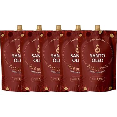 Imagem de Kit 5X Óleo de Coco Extra Virgem de Película - 1000ml Refil - Santo Ól