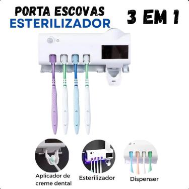 Imagem de Organizador de Escovas de Dentes com Esterilizador UV e Dispensador de