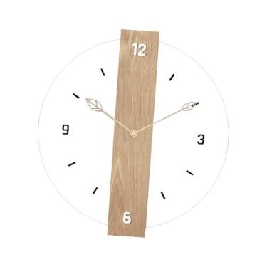 Imagem de Generic Relógio de parede decorativo, relógio nórdico de acrílico suspenso para casa, escritório e ambientes internos, Cor de Madeira 40cm