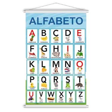 Imagem de Banner Educativo Alfabeto Letras Didático Desenhos 60x90cm