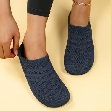 Imagem de Pantufas femininas para uso interno/externo com tecido confortável e respirável, sola antiderrapante, Lcs1344 Deep Blue, 12 Women/10.5 Men