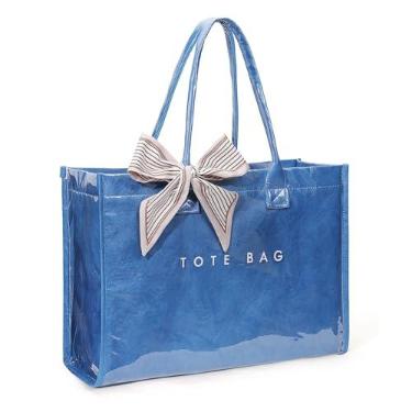 Imagem de Lushandy Bolsa de PVC para mulheres, bolsa grande de plástico para trabalho, papel kraft, impressão de letras, bolsa de ombro para carregar todas as bolsas Hobo (marrom escuro)