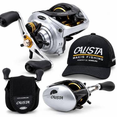 Imagem de Kit Pesca Bone e Capa Proteção Carretilha Calista Drag 15kg Lado da Ma