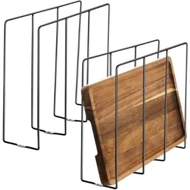 Imagem de Blulu 2 peças de organizador de folhas de biscoito em forma de U para armário, organizador de assadeiras, divisórias verticais cromadas verticais cromadas para bandeja de armazenamento, divisórias de