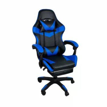 Imagem de Cadeira Gamer Webshop Stillus, Até 120KG, Ergonômica, Apoio Para os Pés, Azul